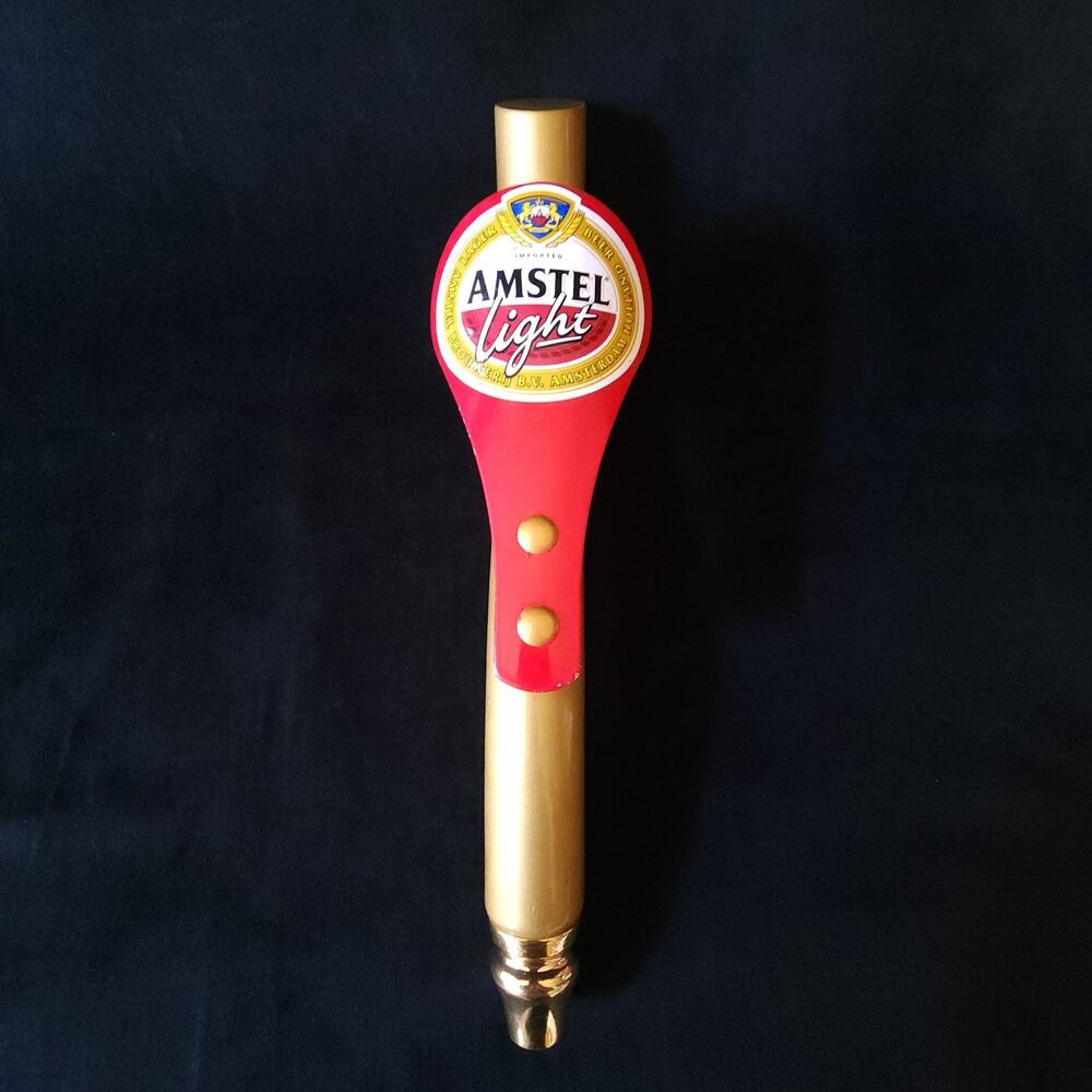 Rare Amstel Light Home Bar Beer Tap Handle Lager Amsterdam Holland Gold / Red